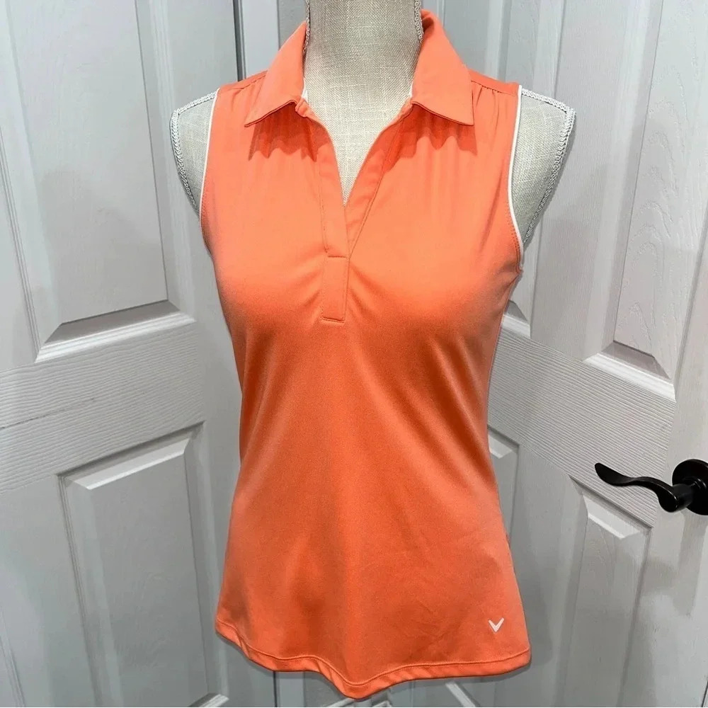 Calloway Peach v neck sleeveless golf shirt